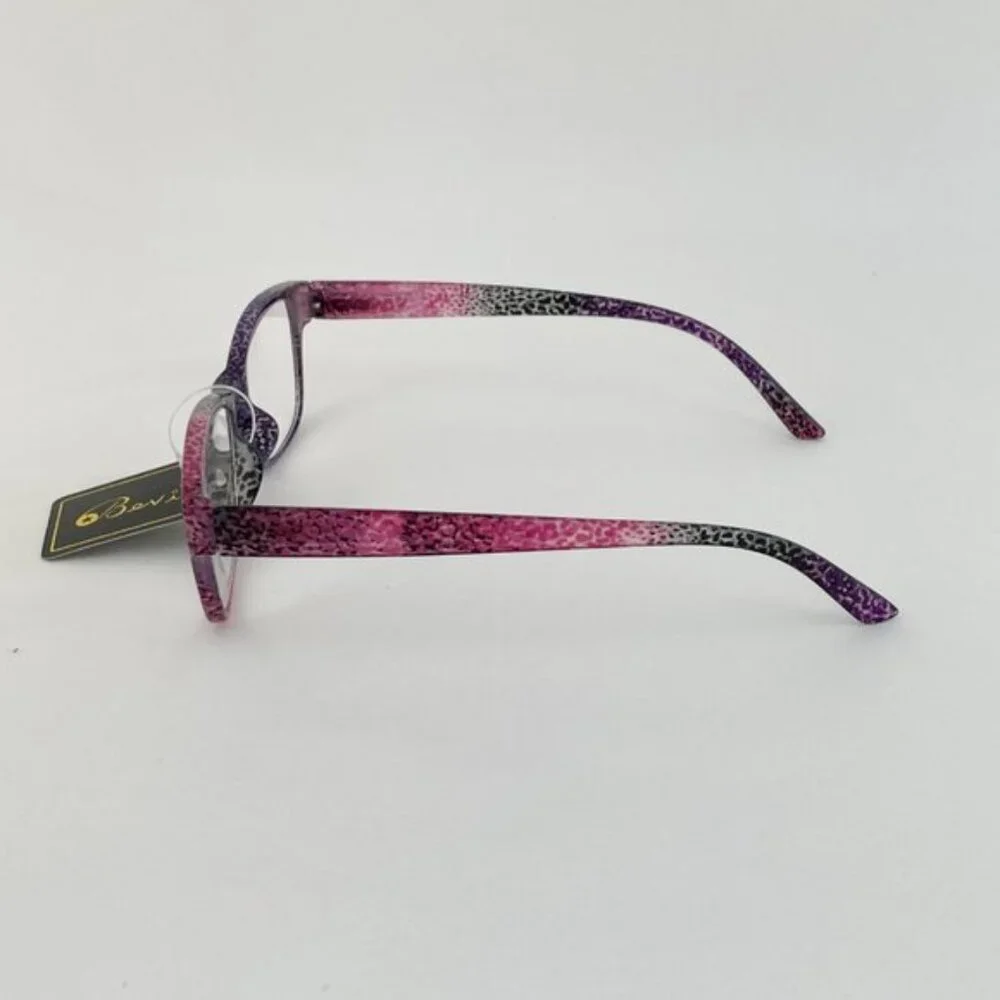 Bevi +2.50 Red & Purple Cheetah Square Reading Glasses
